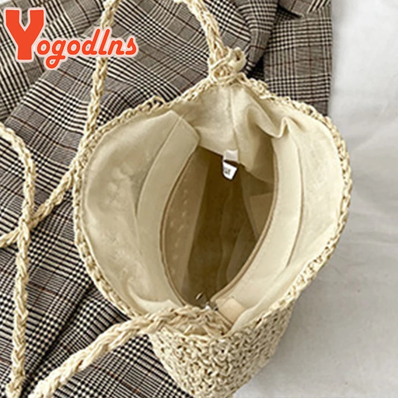 Summer Straw Tassel Shoulder Bag Rattan Beach Travel Crossbody Bag