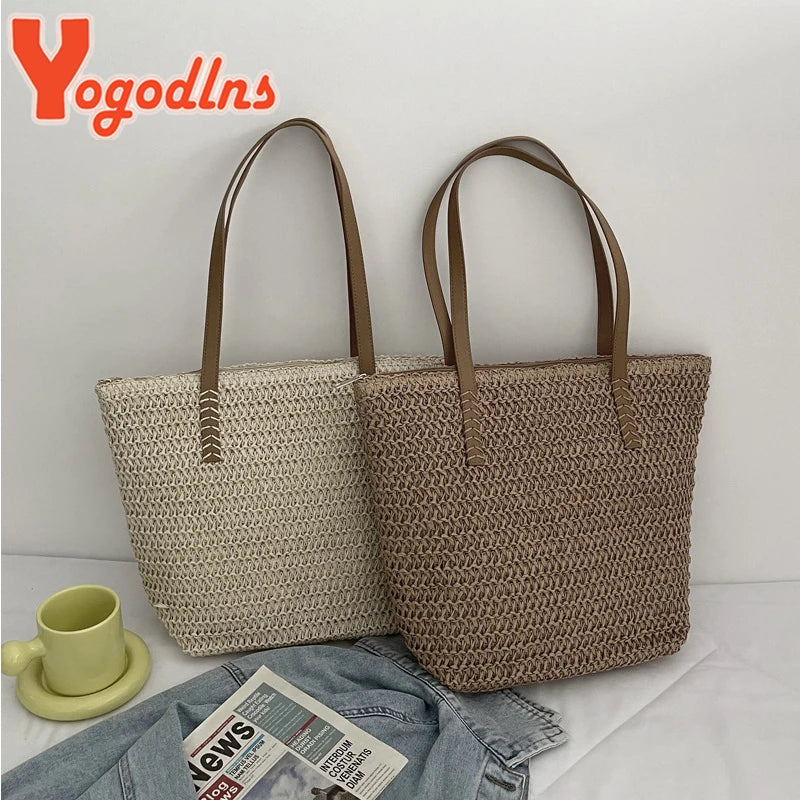 Summer Woven Women Bag Large Capacity Rattan Shoulder Vacation Beach Bag