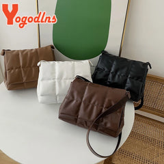 Vintage Embroidered Plaid Shoulder Bag Soft Leather Crossbody Flap Messenger