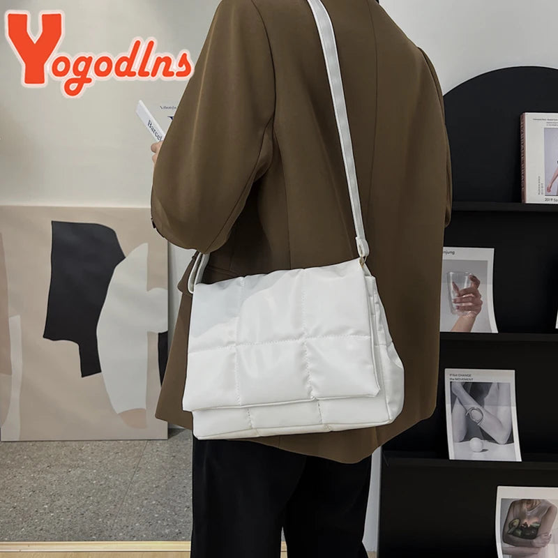 Vintage Embroidered Plaid Shoulder Bag Soft Leather Crossbody Flap Messenger