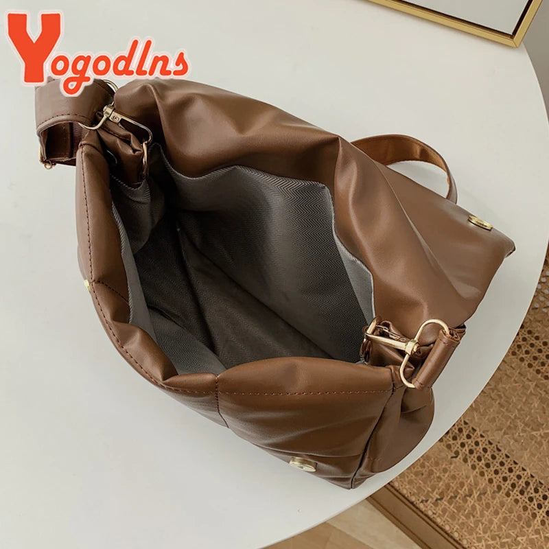Vintage Embroidered Plaid Shoulder Bag Soft Leather Crossbody Flap Messenger