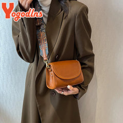 Vintage Flap Shoulder Bag Wide Strap Messenger Crossbody Lady Shopping Tote