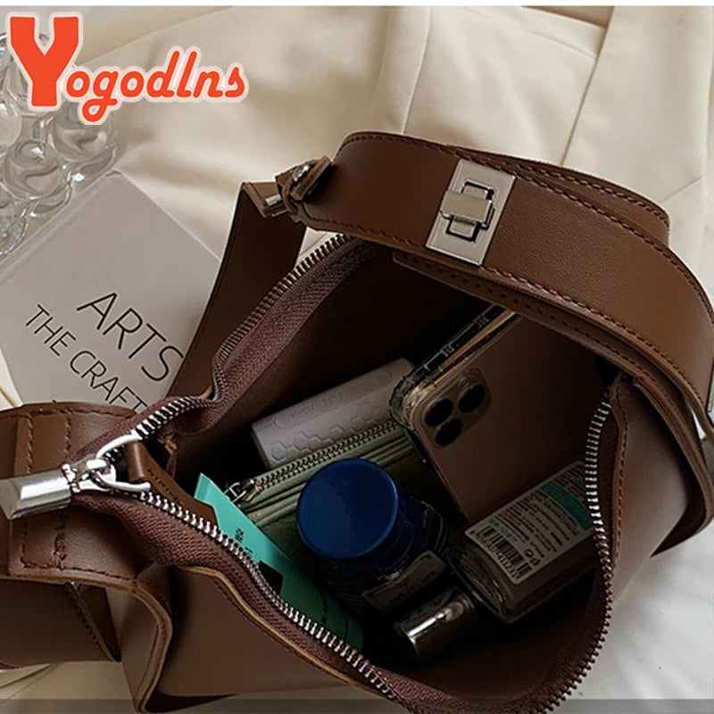 Vintage Half-moon Shoulder Bag Soft Leather Crossbody Handbag