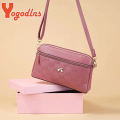 Vintage Printing Shoulder Messenger Bag Female Pu Leather Crossbody Bag