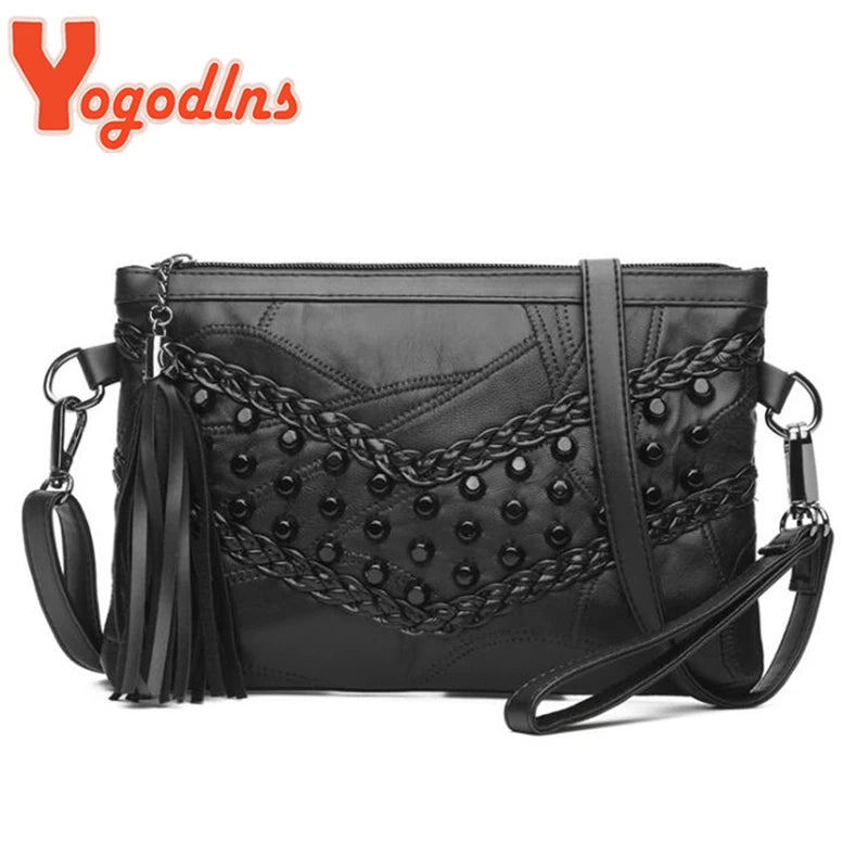 Vintage Rivet Shoulder Bag Women Small Messenger Bag PU Leather Crossbody Bag