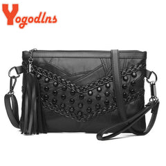 Vintage Rivet Shoulder Bag Women Small Messenger Bag PU Leather Crossbody Bag