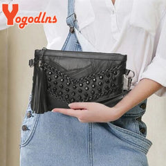 Vintage Rivet Shoulder Bag Women Small Messenger Bag PU Leather Crossbody Bag