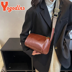 Vintage Shoulder Bag Wide Strap Crossbody Retro Messenger Handbag
