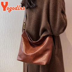 Vintage Shoulder Bag PU Leather Bucket Crossbody Lady Messenger Shopping Purse