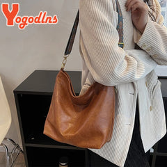 Vintage Shoulder Bag PU Leather Bucket Crossbody Lady Messenger Shopping Purse