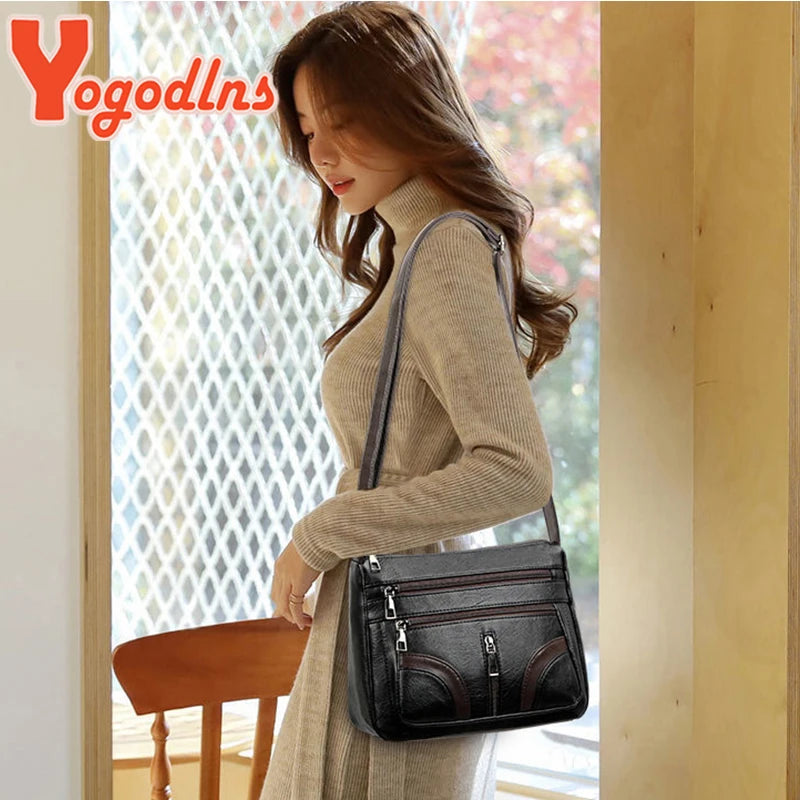 Vintage PU Leather Shoulder Bag Crossbody Multifunction Messenger Small
