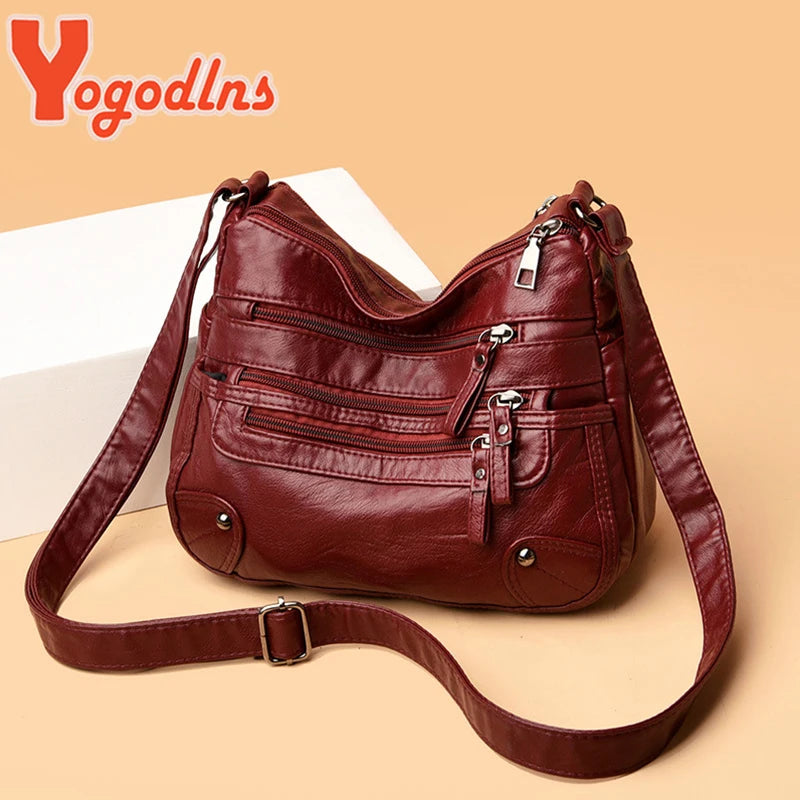 Vintage Shoulder Bag Soft PU Leather Crossbody Bag Messenger Lady Handbag Pouch