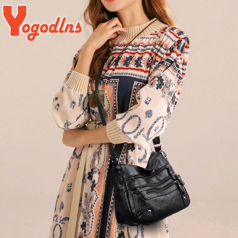 Vintage Shoulder Bag Soft PU Leather Crossbody Bag Messenger Lady Handbag Pouch