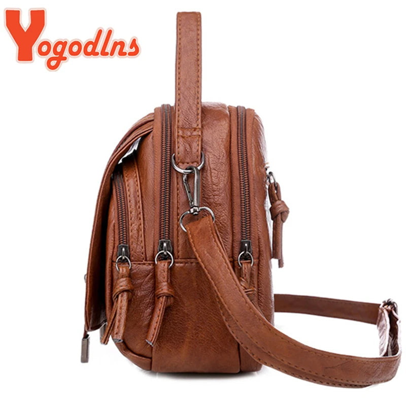 Vintage Small Shoulder Bag Women Soft PU Leather Crossbody Bag