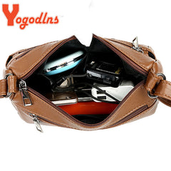 Vintage PU Leather Shoulder Bag Large Capacity Crossbody Square Shopping Pouch