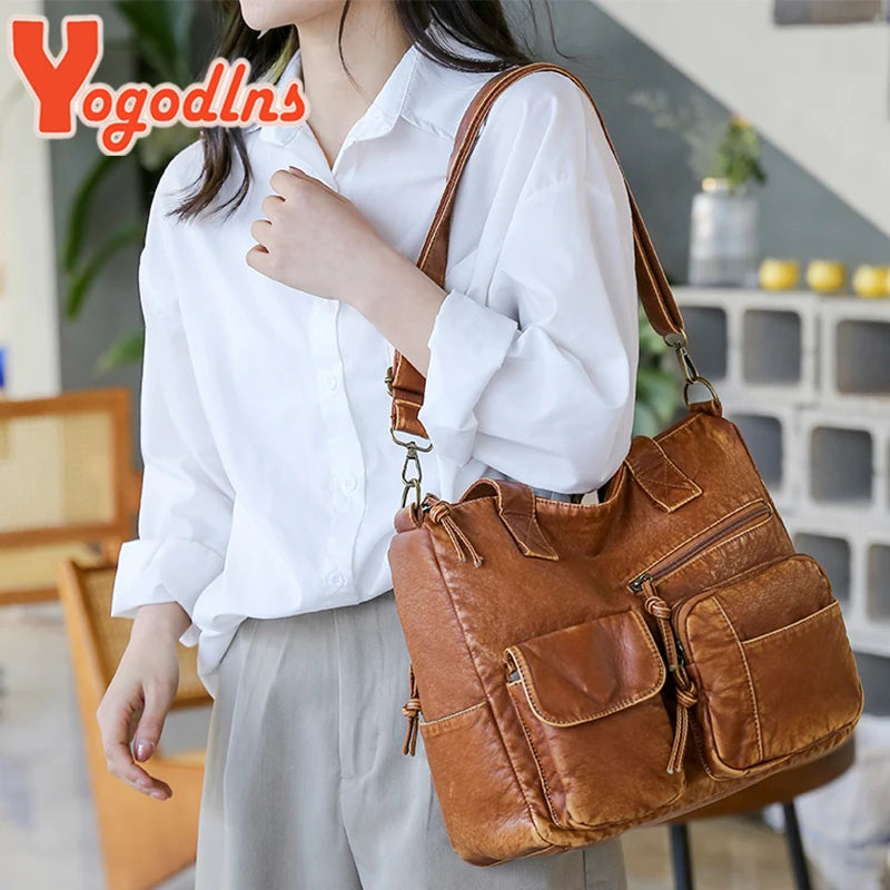 Vintage Women's Bag High Handbag Large Capacity Tote Bag Retro Handle Bag
