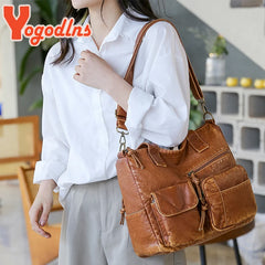 Vintage Women's Bag High Handbag Large Capacity Tote Bag Retro Handle Bag