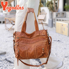 Vintage Women's Bag High Handbag Large Capacity Tote Bag Retro Handle Bag