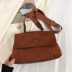 Winter Frosted Leather Shoulder Bag Female Flap Crossbody Bag