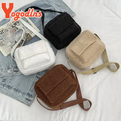 Winter Plush Bag Small Shoulder Handbag Fluffy Fur Crossbody Clutch