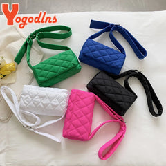 Winter Rhombus Space Cotton Padded Shoulder Bag Female Flap Down Crossbody