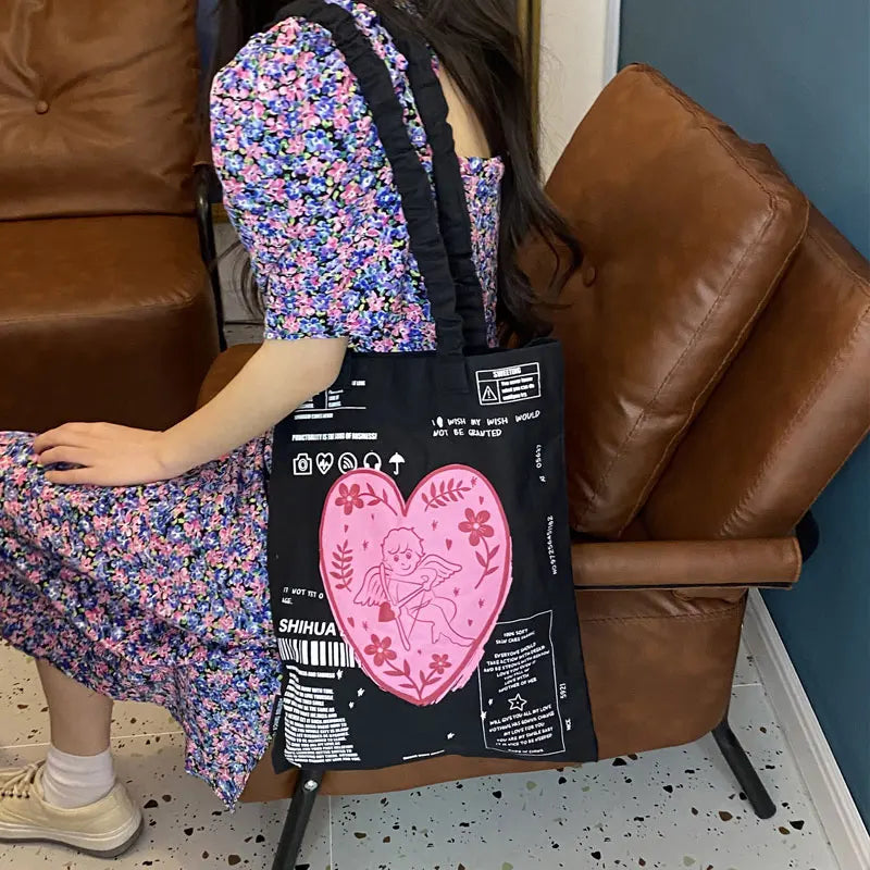 Women's Shoulder Bag Graffiti Printing Canvas Tote Pack