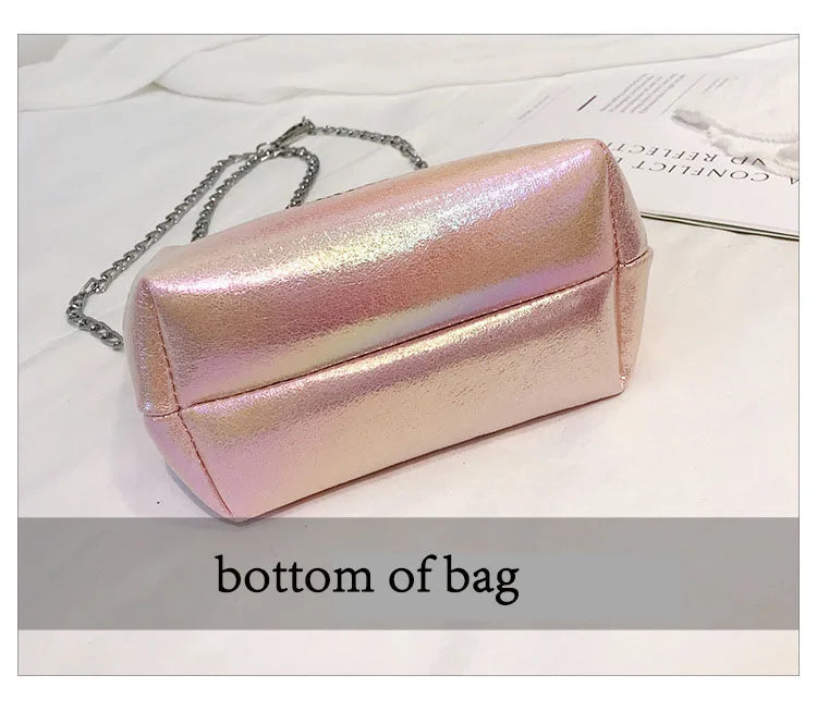 Bright Small Bag European American Printing Chain Shoulder Messenger Bucket Moth