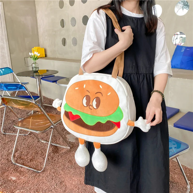 Hamburger Shoulder Bag Large-capacity Canvas Casual Shopping