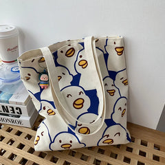 Japanese Ducks Print Tote Bag for Women Eco Shoulder Bags
