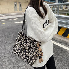 Leopard Shoulder Bag Reusable Shopping Bags Underarm Pack Casual Tote