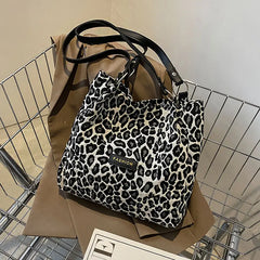 Leopard Shoulder Bag Reusable Shopping Bags Underarm Pack Casual Tote