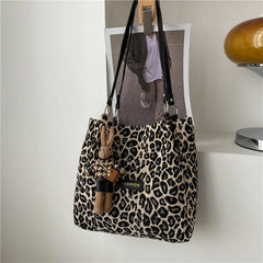 Leopard Shoulder Bag Reusable Shopping Bags Underarm Pack Casual Tote