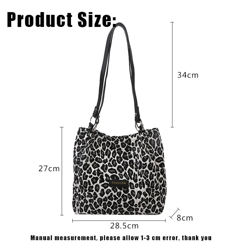 Leopard Shoulder Bag Reusable Shopping Bags Underarm Pack Casual Tote