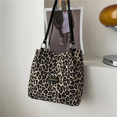 Leopard Shoulder Bag Reusable Shopping Bags Underarm Pack Casual Tote