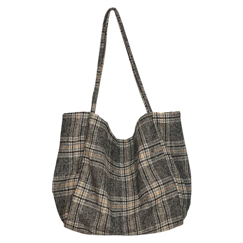 Large Capacity Plaid Shoulder Bag Vintage Wild Bags