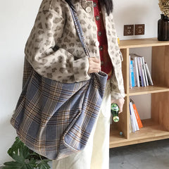 Large Capacity Plaid Shoulder Bag Vintage Wild Bags