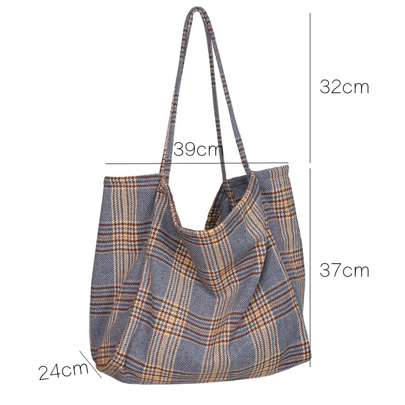 Large Capacity Plaid Shoulder Bag Vintage Wild Bags
