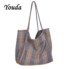 Large Capacity Plaid Shoulder Bag Vintage Wild Bags