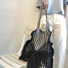 Plaid Ladies Shopping Bag Handbag Women's Tote Ultra Light