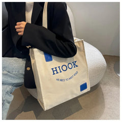 Large Capacity Canvas Bag Female All Match College Student Class Shoulder Bags