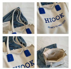Large Capacity Canvas Bag Female All Match College Student Class Shoulder Bags