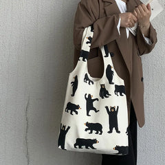 Large Canvas Tote Shoulder Bag Reusable Shopping for Women Beach Handbags