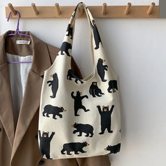 Large Canvas Tote Shoulder Bag Reusable Shopping for Women Beach Handbags