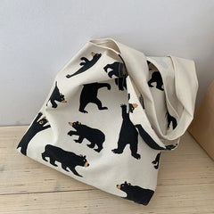 Large Canvas Tote Shoulder Bag Reusable Shopping for Women Beach Handbags
