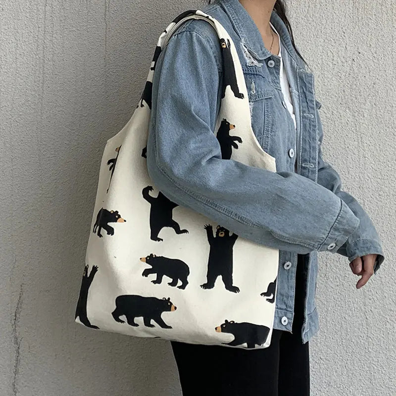 Large Canvas Tote Shoulder Bag Reusable Shopping for Women Beach Handbags
