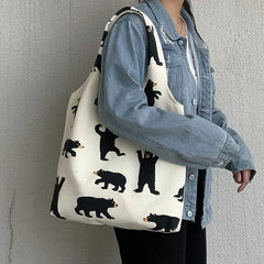 Large Canvas Tote Shoulder Bag Reusable Shopping for Women Beach Handbags