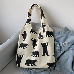 Large Canvas Tote Shoulder Bag Reusable Shopping for Women Beach Handbags