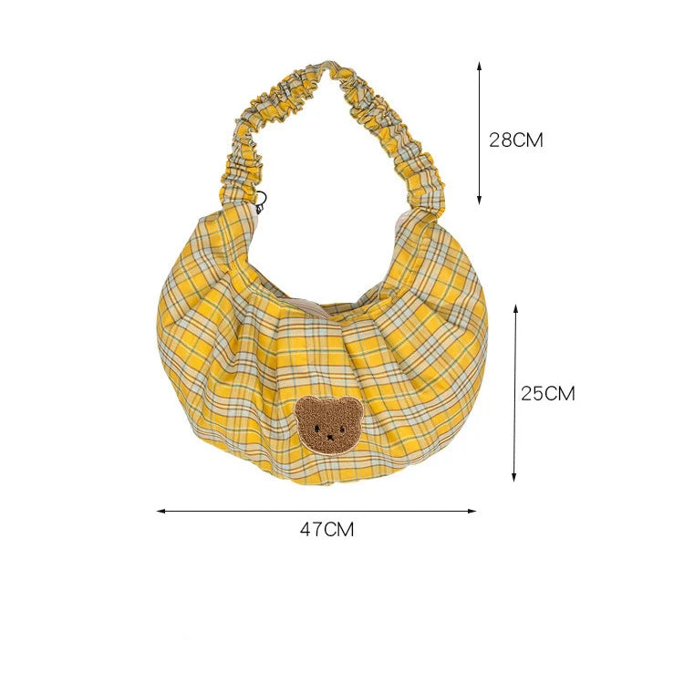Casual Shoulder Bag with Bear Pattern