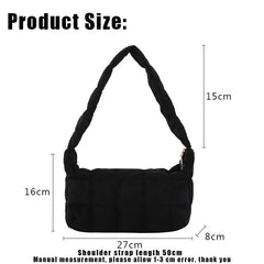 Lattice Pattern Shoulder Bags Space Cotton Handbag Women Small Fluffy Tote Pack