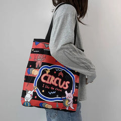 Canvas Shoulder Bag Circus Books Daily Shopping Bags Students Bookbag Handbags
